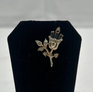 Vtg Signed Coro Bluebell Flower Brooch Sapphire Blue Baguette Rhinestone Floral